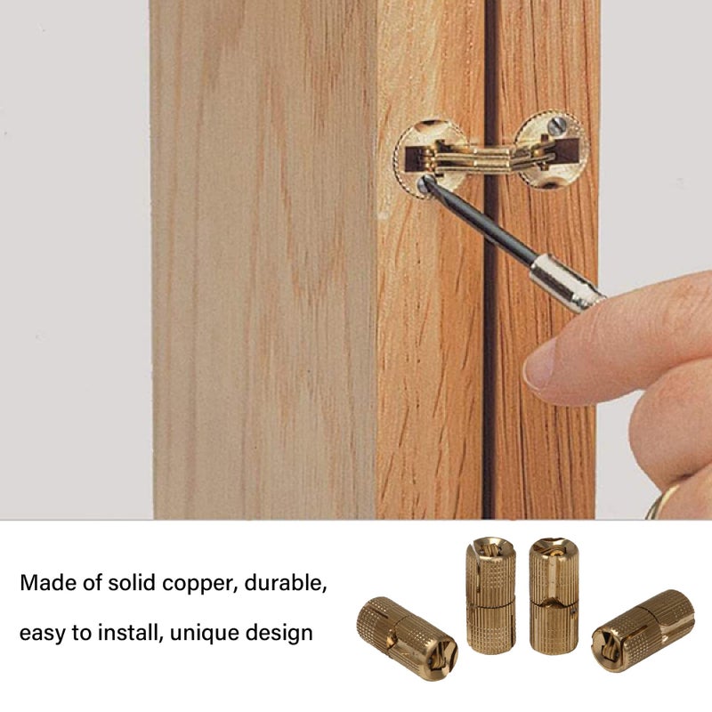 Doublelife 4PCS Hidden Invisible Concealed Copper Barrel Hinge 12mm for DIY Wooden Door (12mm) â€¦ - Image 2